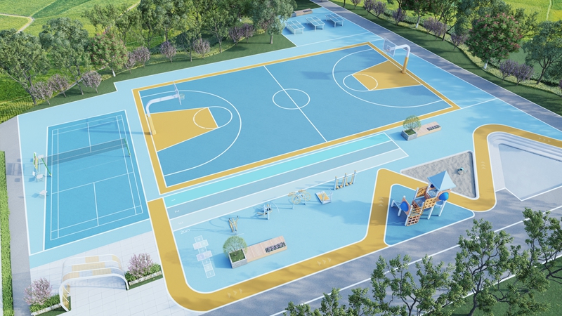 連平縣溪山鎮(zhèn)軟坑村體育公園效果圖--總投資：45萬